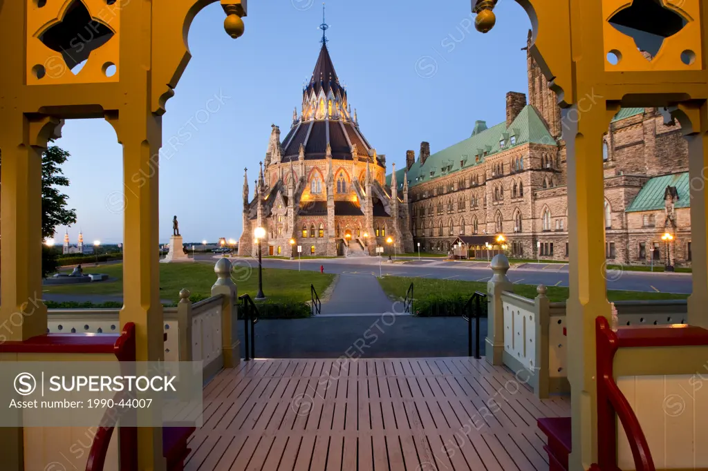 The Library of Parliament from Gazebo, Center Block, Parliament Hill, Ottawa, Ontario, Canada