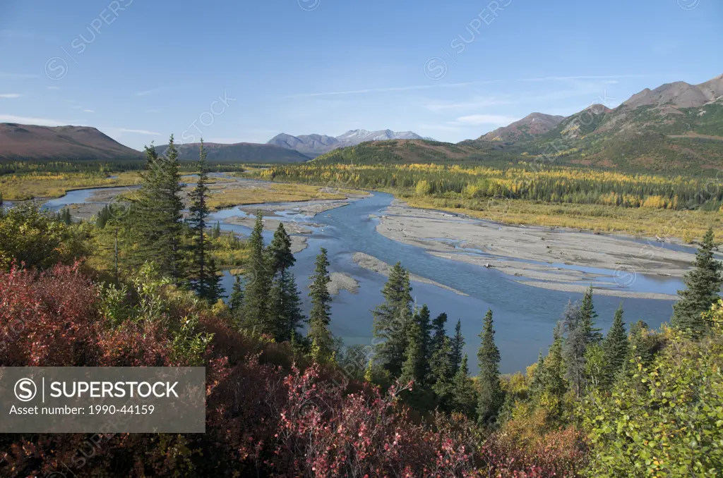 Nenana River near Cantwell, Alaska Range mountains, Alaska.