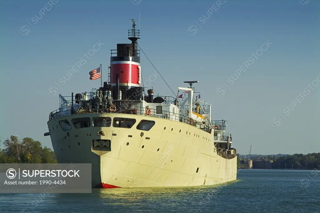 Ship in Welland Canal, St Catharines, Ontario, Canada