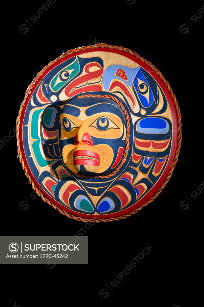 Eagle and Sea lion Moon Mask by Trevor Hunt, Kwagiulth First Nation Artist, original West Coast native art, Just Art Gallery, Port McNeill, Northern V...