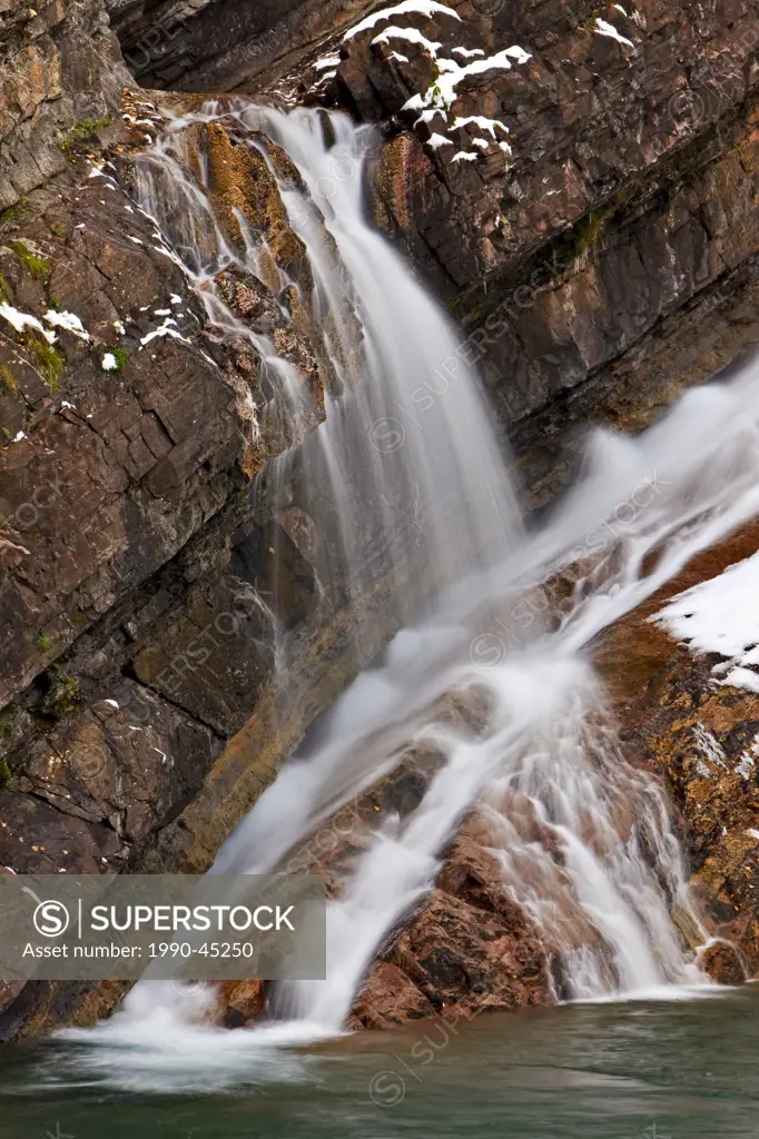 Cameron Falls in the Waterton Townsite, Waterton Lakes National Park0, Alberta, Canada.