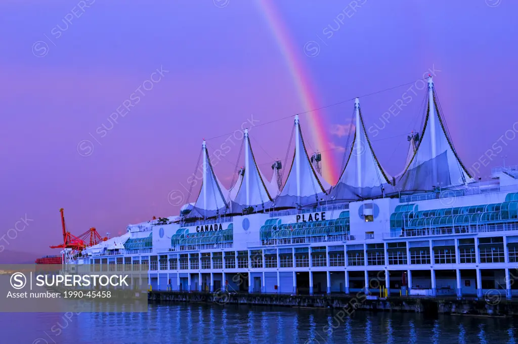 Rainbow over Canada Place, Vancouver Covention Centre,Vancouver, British Columbia, Canada