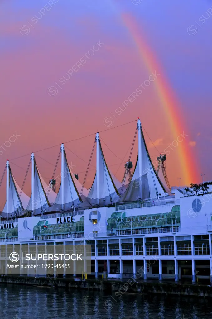 Rainbow over Canada Place, Vancouver Covention Centre,Vancouver, British Columbia, Canada