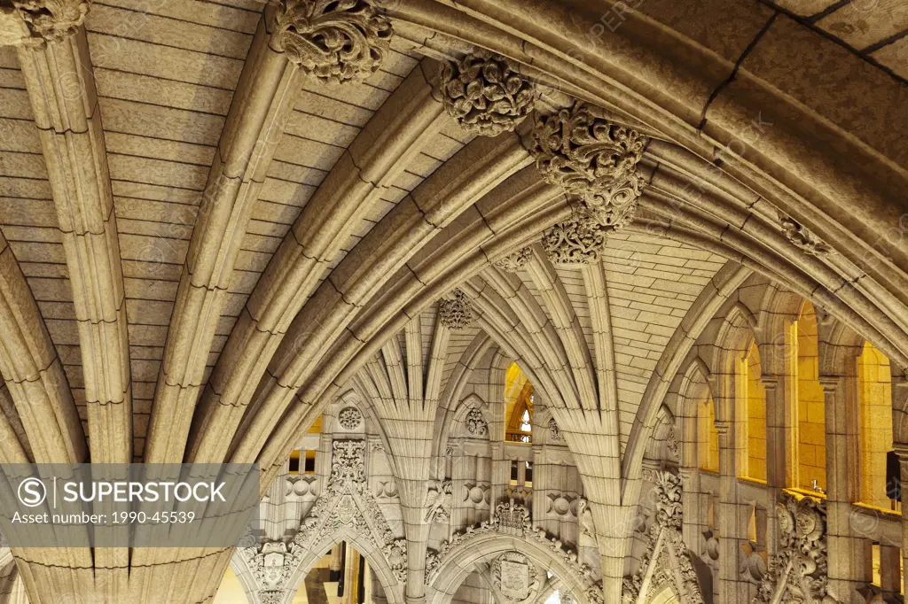 Vaulted Ceiling in the Centre Block in the Parliament Buildings, Ottawa, Ontario, Canada