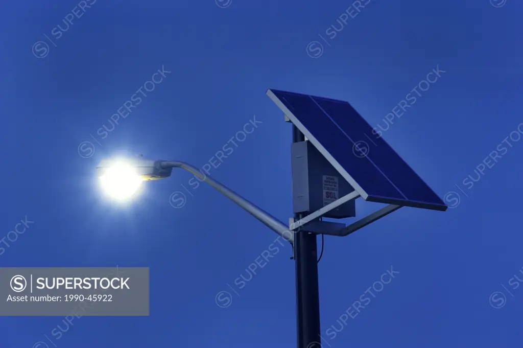 Solar powered street lamp.
