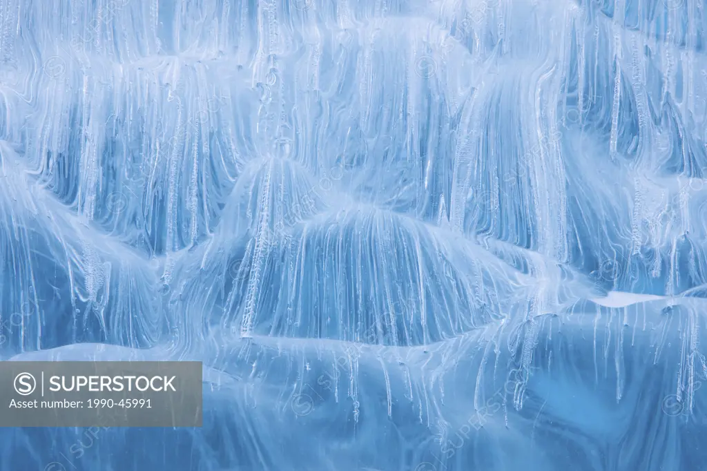 Ice on Spray Lake in the Canadian Rocky Mountains, Kananaskis, Alberta, Canada.