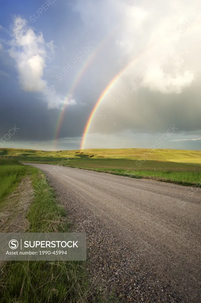 Double rainbow North of Calgary, Alberta, Canada.