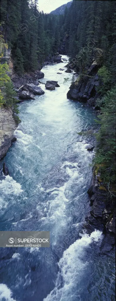 Fraser River canyon in Mount Robson Provincial Park, Rocky Mountains, British Columbia, Canada