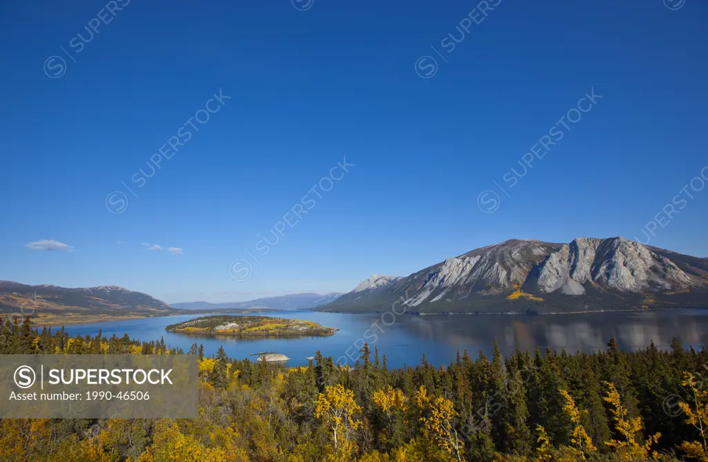 Bove Island sits in Tagish Lake along the Campbell Highway, Yukon, Canada.