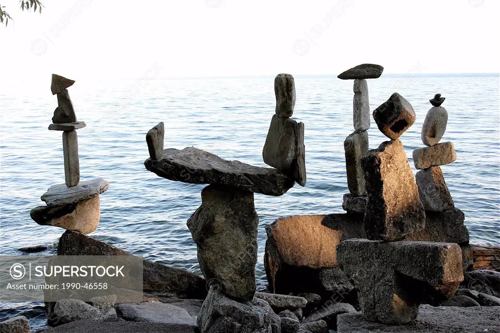 Balanced rocks, Len Ford Park, Etibicoke, Lake Ontario, Ontario, Canada
