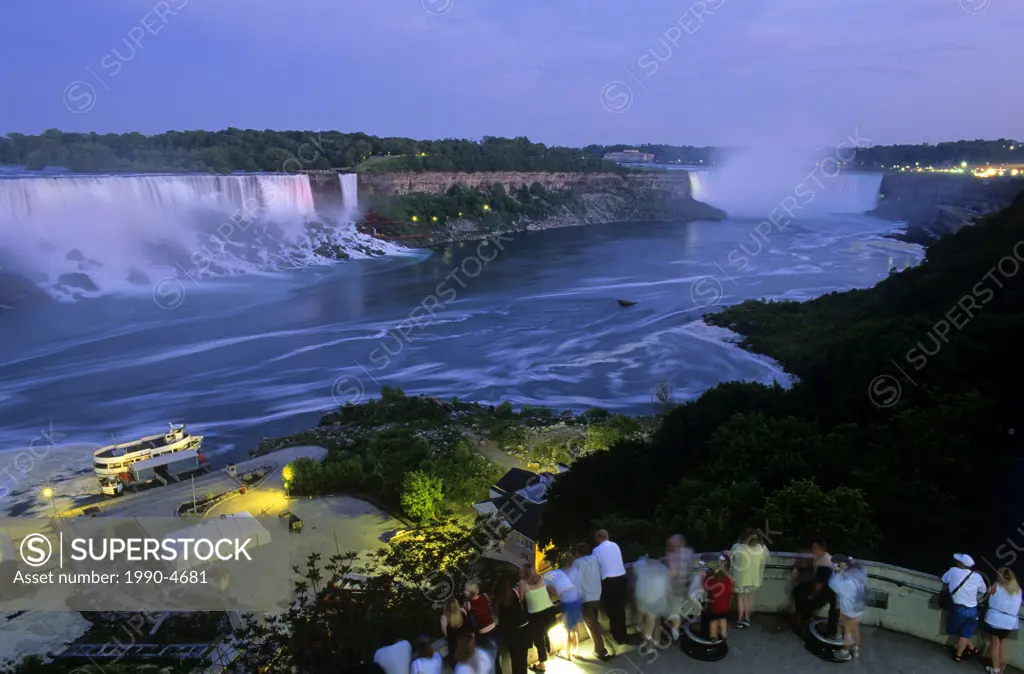 Niagara Falls at dusk, Ontario, Canada