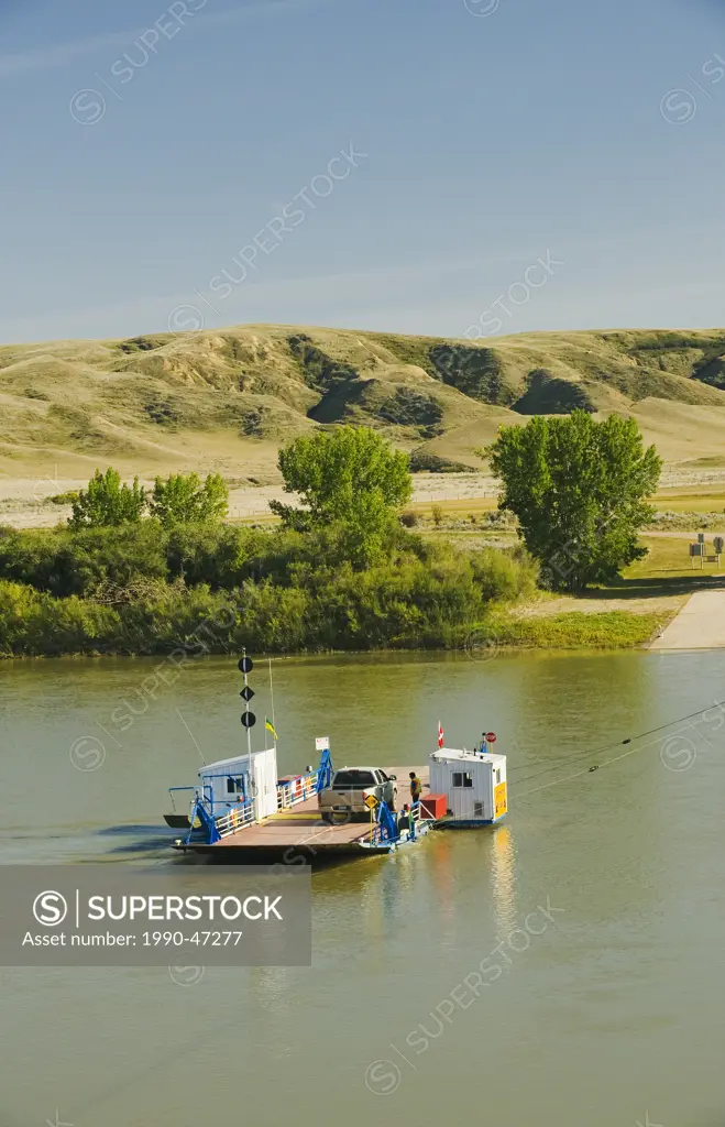 Ferry across the South Saskatchewan River valley, Lemsford, Saskatchewan, Canada