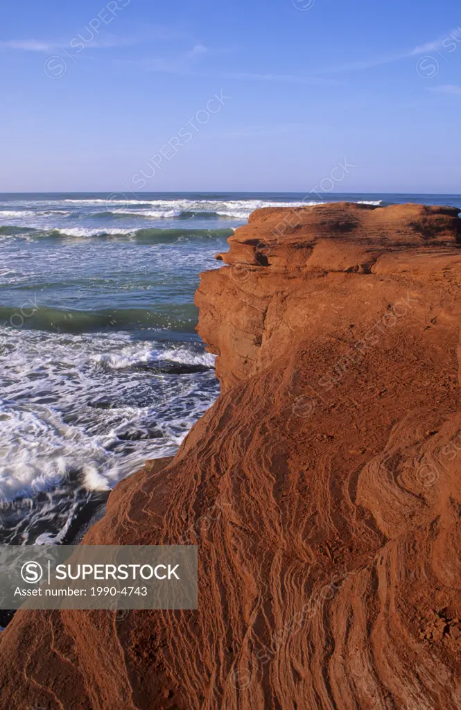 Sandstone cliffs, Cavendish Beach, Prince Edward Island National Park, Prince Edward Island, Canada