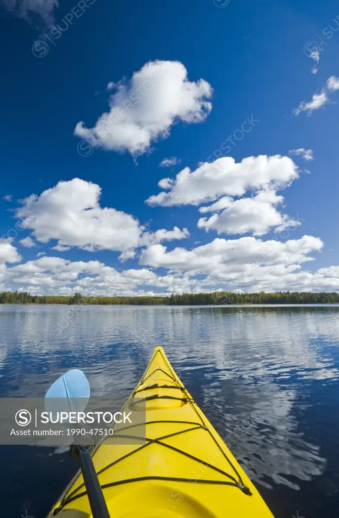 Kayak, Bunny Lake, near Sioux Narrows, Northwestern Ontario, Canada