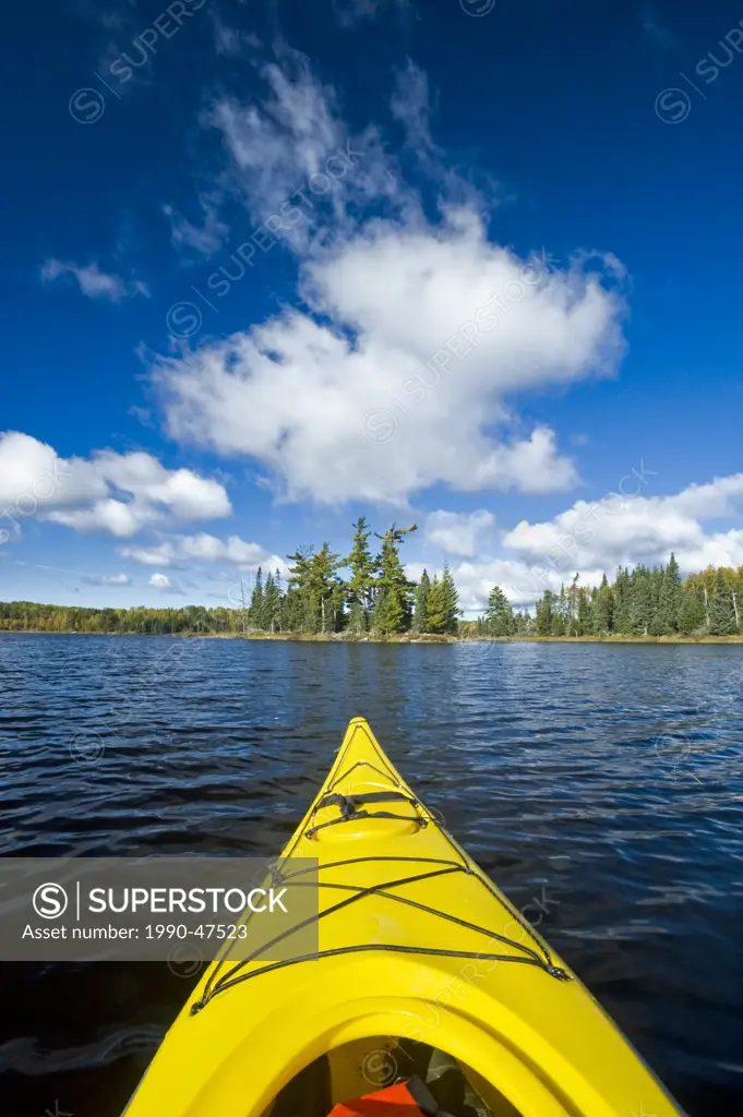 Kayak, Bunny Lake, near Sioux Narrows, Northwestern Ontario, Canada