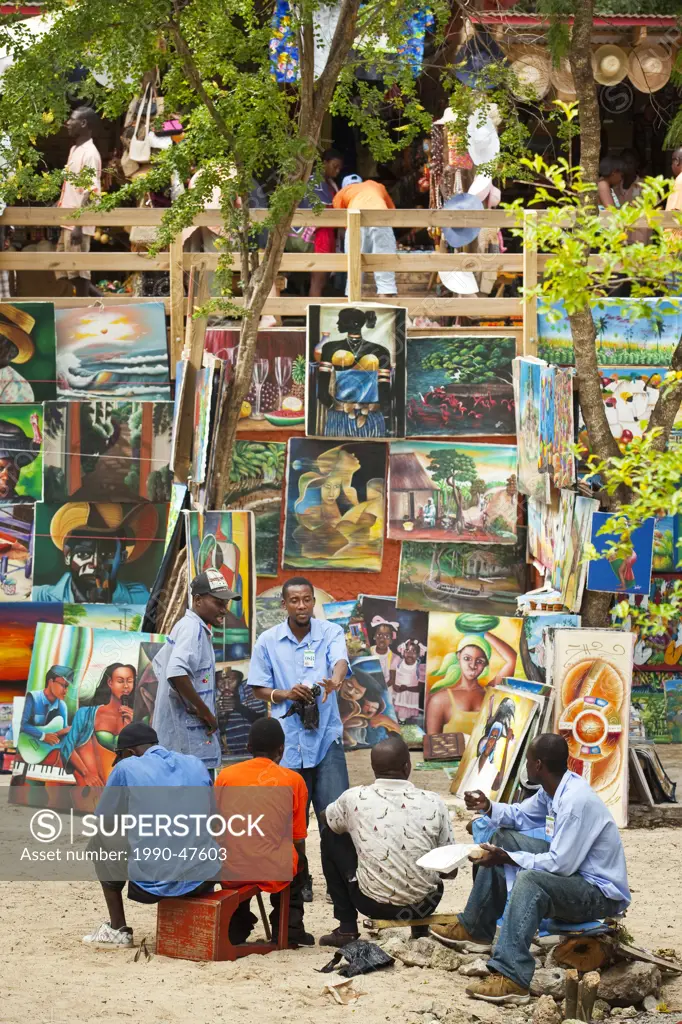 Arts and crafts market in the resort port of Labadee Labadee or Labadie, Haiti.