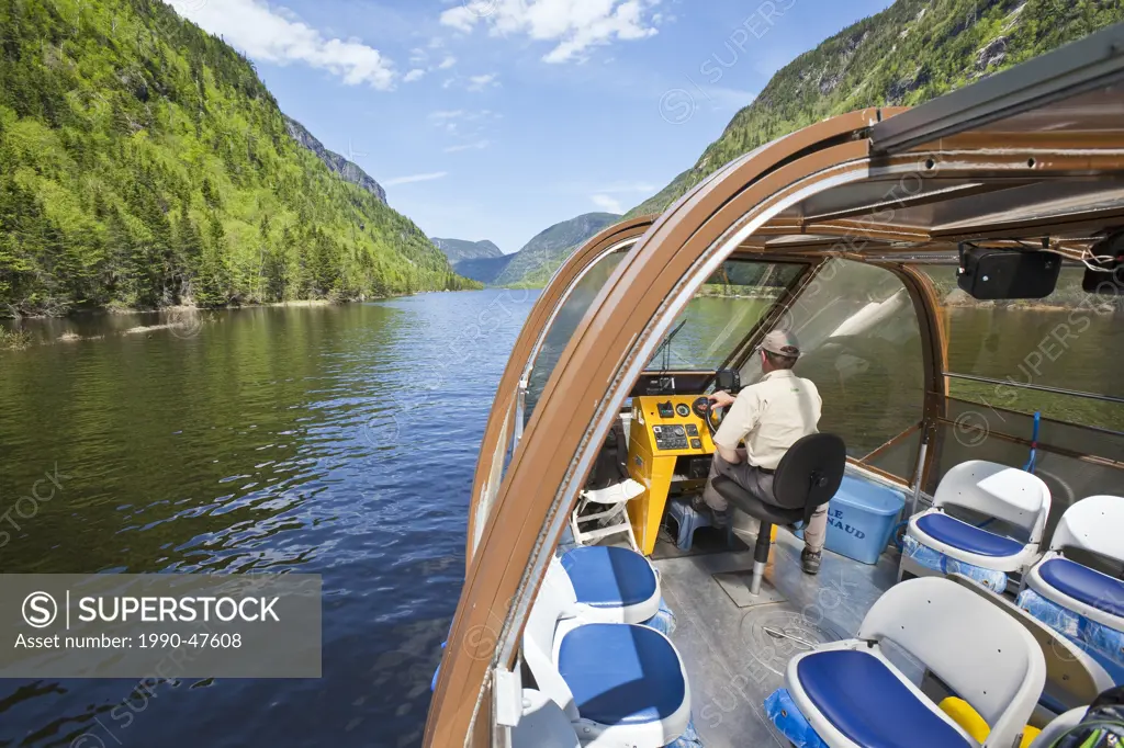 Riverboat or ´bateau_mouche´ as it is referred to locally, Hautes_Gorges_de_la_Rivière_Malbaie National Park, one of the core zones of the Charlevoix ...