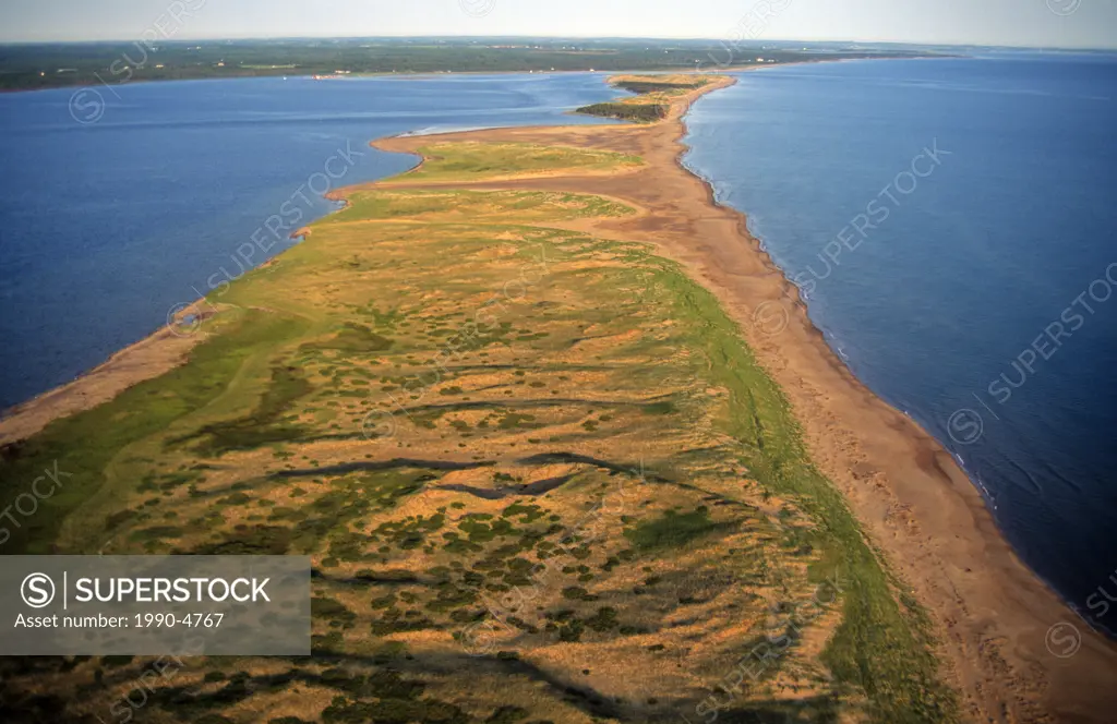 Aerial of Sand dunes, Greenwich, Prince Edward Island National Park, Prince Edward Island, Canada