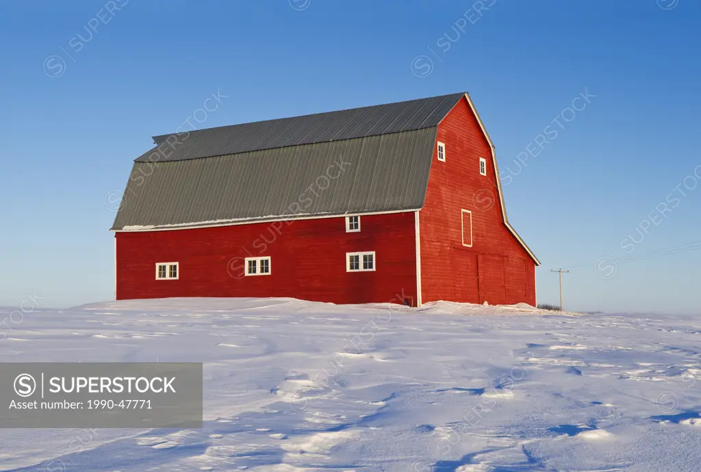 Red barn near Bromhead, Saskatchewan, Canada