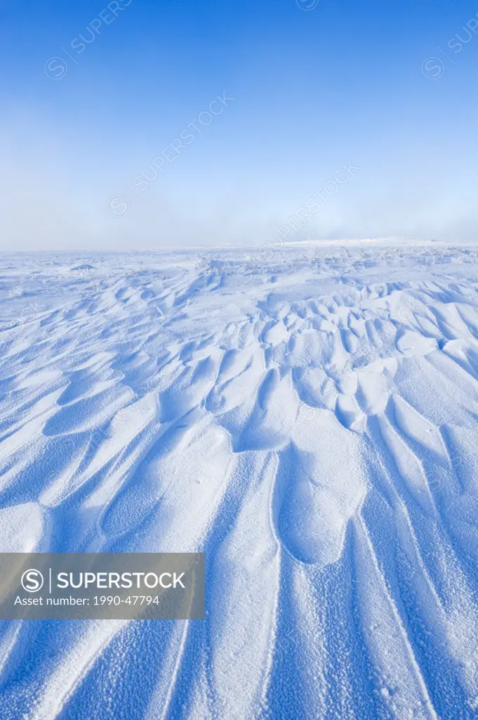 Snow drifts caused by wind, Southern Saskatchewan, Canada