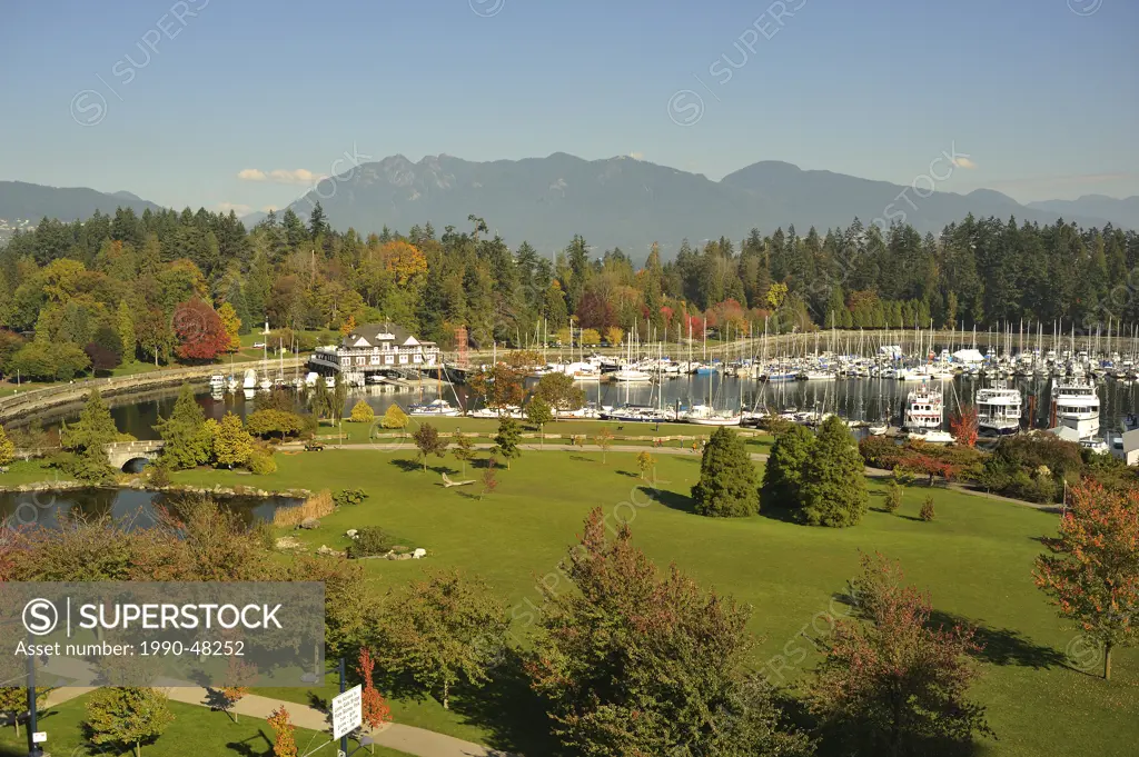 Devonian Harbour Park, Vancouver Rowing Club, Stanley Park and North Shore Mountains, Vancouver, British Columbia, Canada