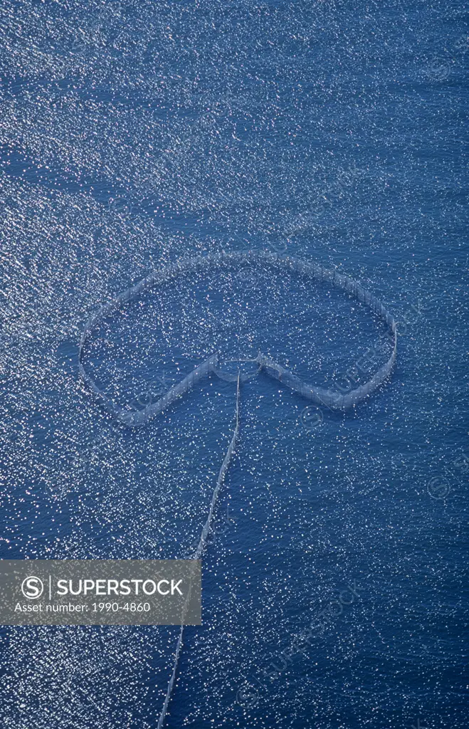 Aerial of Weir nets, Grand Manan Island, Bay of Fundy, New Brunswick, Canada