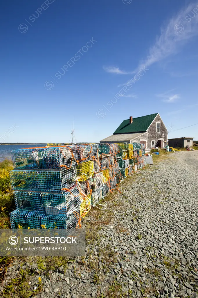 Lobster traps, Grand Harbour , Grand Manan Island, Bay of Fundy, New Brunswick, Canada