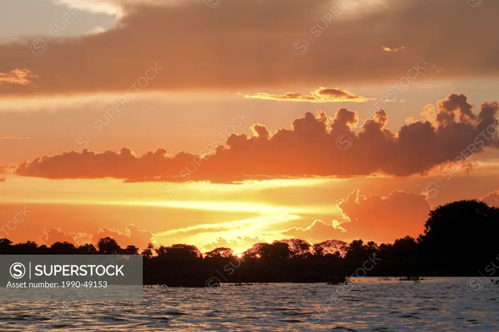 Sunset, Pantanal wetlands, Southwestern Brazil, South America