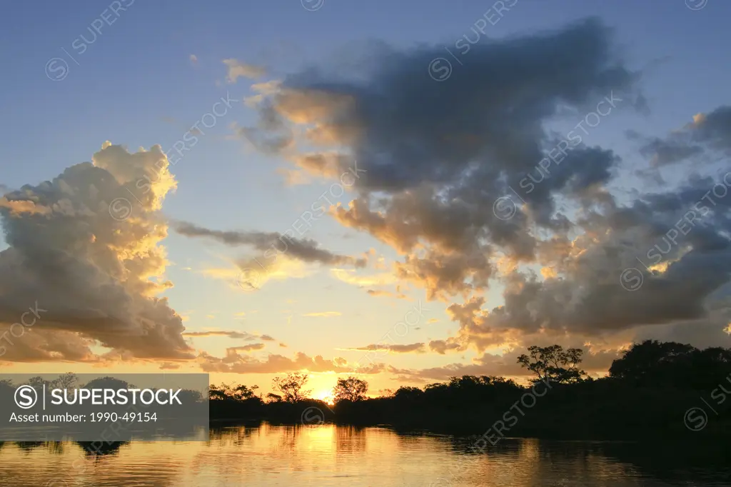 Sunset on the Pantanal wetlands of southwestern Brazil, South America