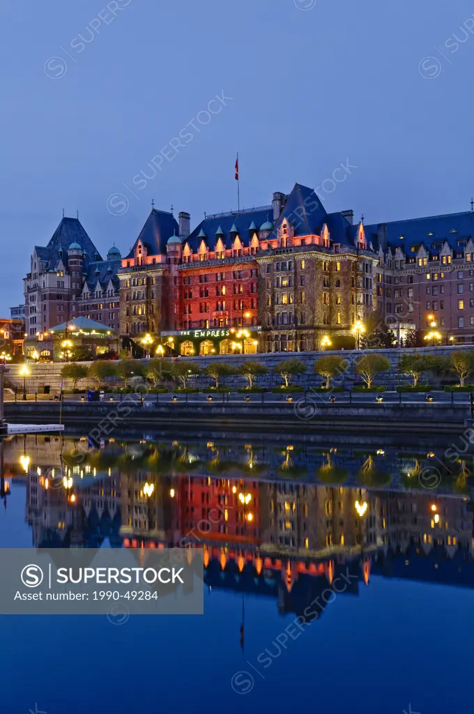 Fairmont Empress Hotel reflected in the Inner Harbour, Victoria, British Columbia, Canada