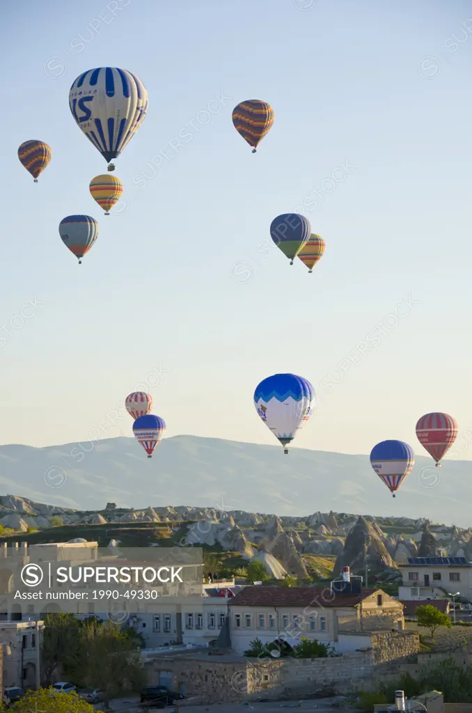 Ballooning at Goreme, Cappadocia, also Capadocia, Central Anatolia, largely in Nevsehir Province, Turkey