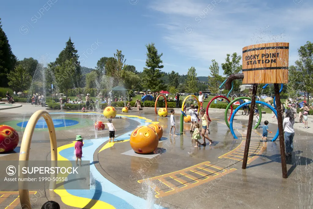The spray park at Rocky Point Park in Port Moody, British Columbia, Canada.
