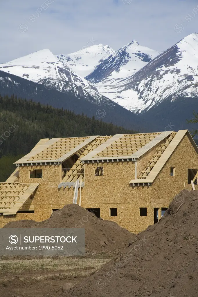 New house under construction, Smithers, British Columbia, Canada