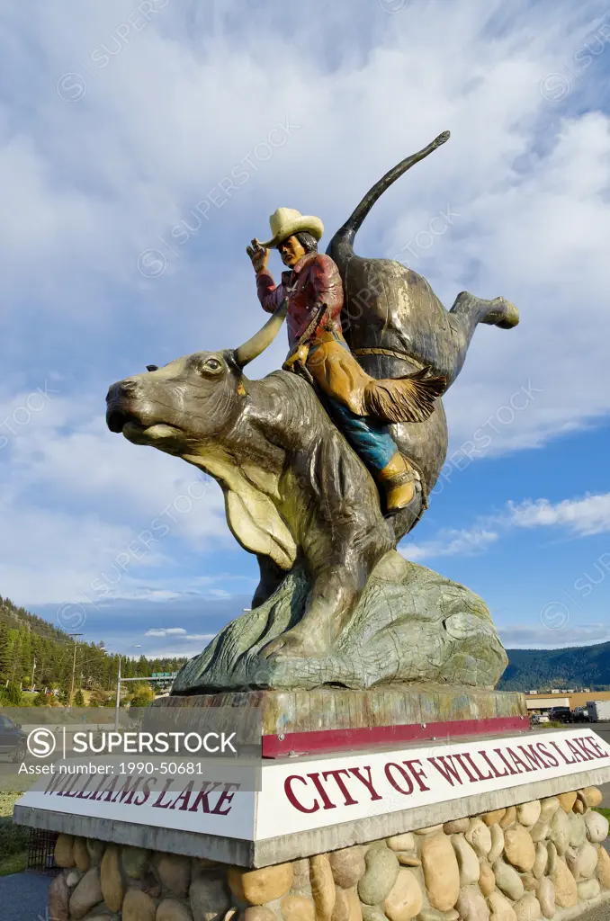 Statue of bull rider, Williams Lake, Britsih Columbia, Canada