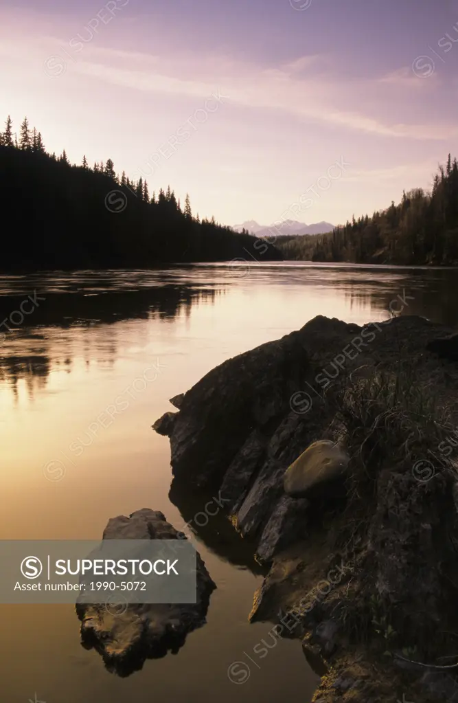 Bulkley river at dusk, Smithers, British Columbia, Canada