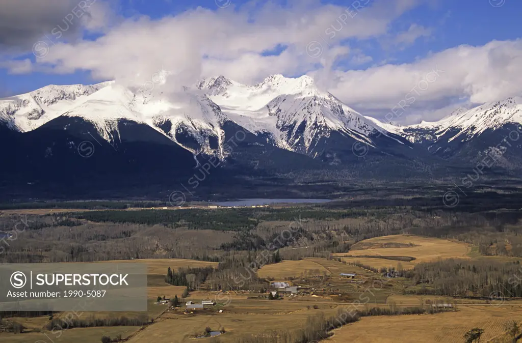 View over the Bulkley Valley towards Hudson Bay Mountain, Smithers, British Columbia, Canada