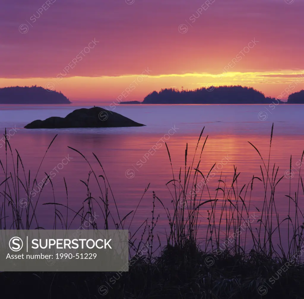 Sargeant Bay sunrise over Trail Islands, Sechelt, Sunshine Coast, British Columbia, Canada.
