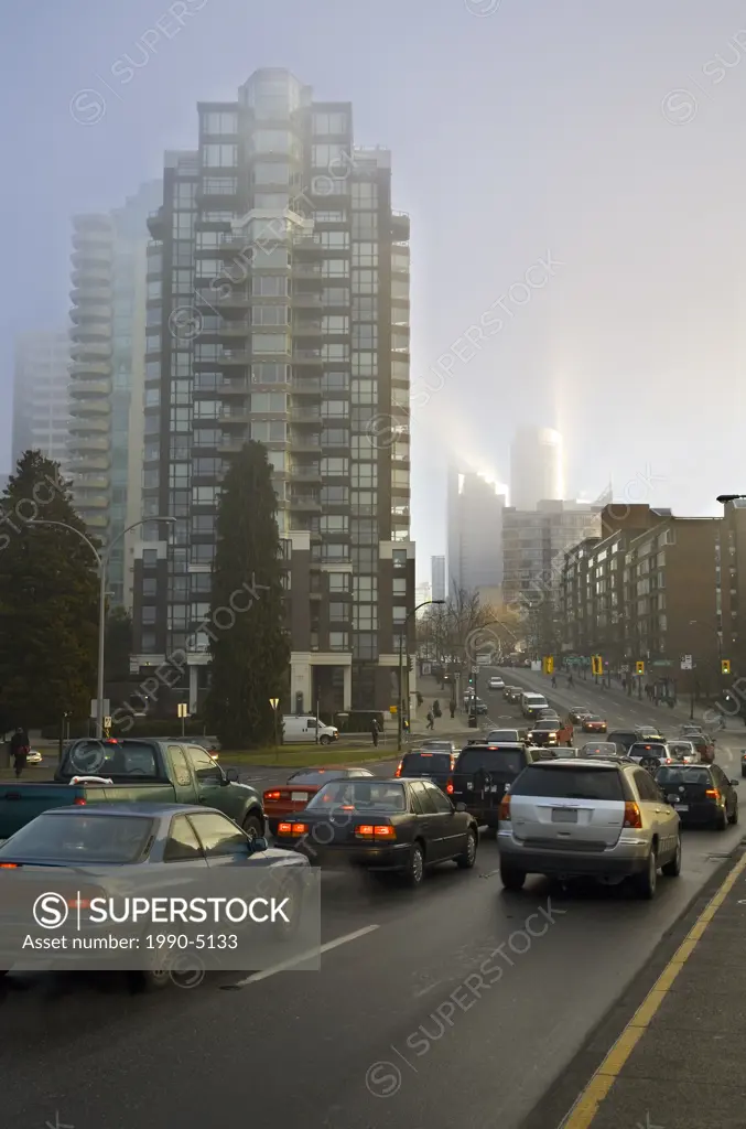 Downtown traffic, Pacific Street, Vancouver, British Columbia, Canada