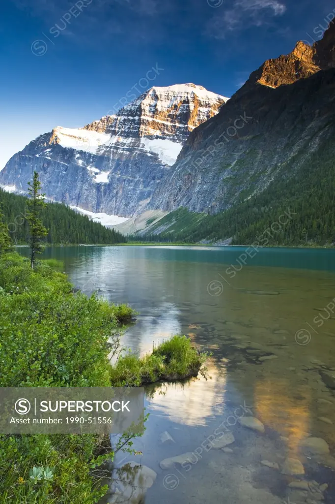 Mount Edith Cavell viewed from Cavell Lake, Jasper National Park, Alberta, Canada