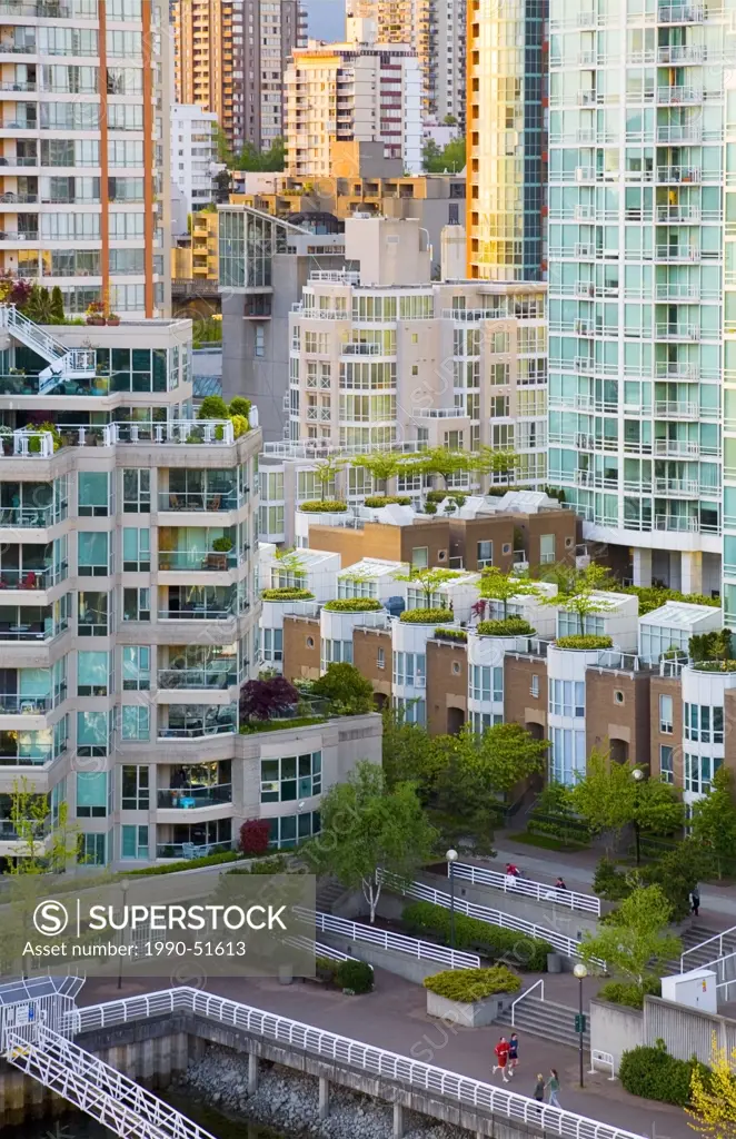 Downtown condominiums from Granville Bridge, Vancouver, British Columbia, Canada .