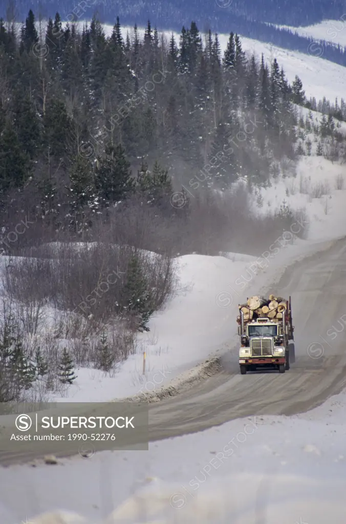 Loaded logging truck, Bulkley Valley, British Columbia, Canada.