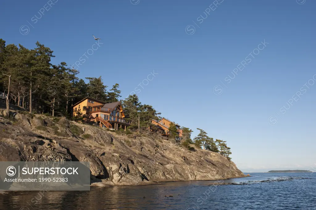 Waterfront homes on Saturna Island, British Columbia, Canada