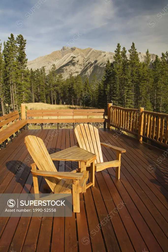 Deck chairs, Aurum Lodge, near Nordegg, Alberta, Canada