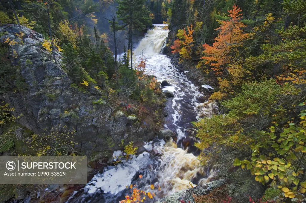 Mary Ann Falls and autumn foliage. Cape Breton Highlands National Park, Nova Scotia, Canada.