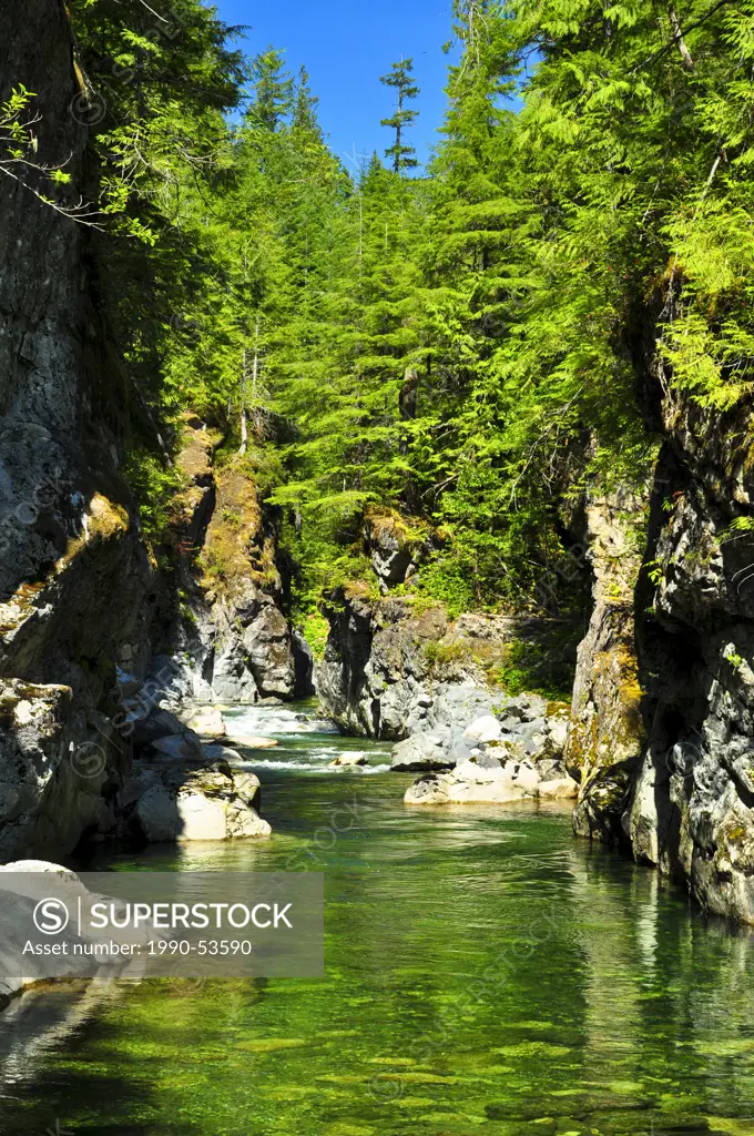 River and cliffs, Vancouver Island, British Columbia, Canada
