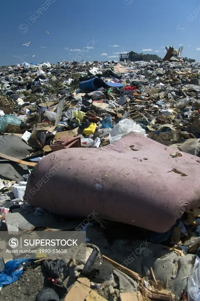 Pile of refuse in dump, Glenmore Landfill, Kelowna, British Columbia, Canada