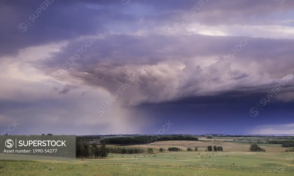 Dramatic thunderstorm near Cremona, Alberta, Canada.