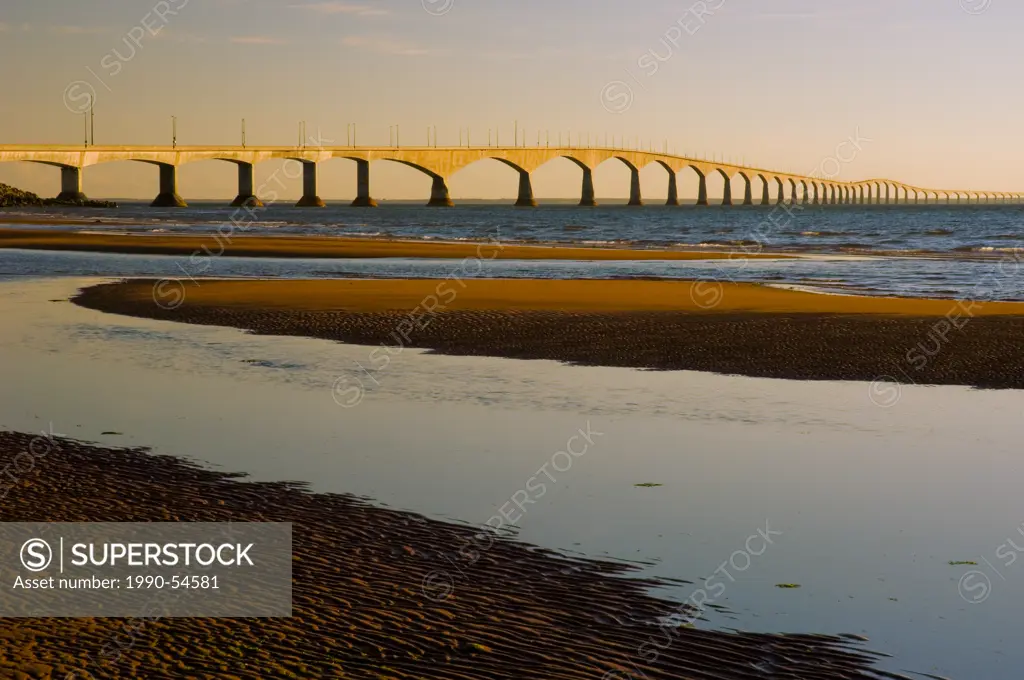 Confederation Bridge, from Prince Edward Island to New Brunswick across the Northumberland Strait, Canada.