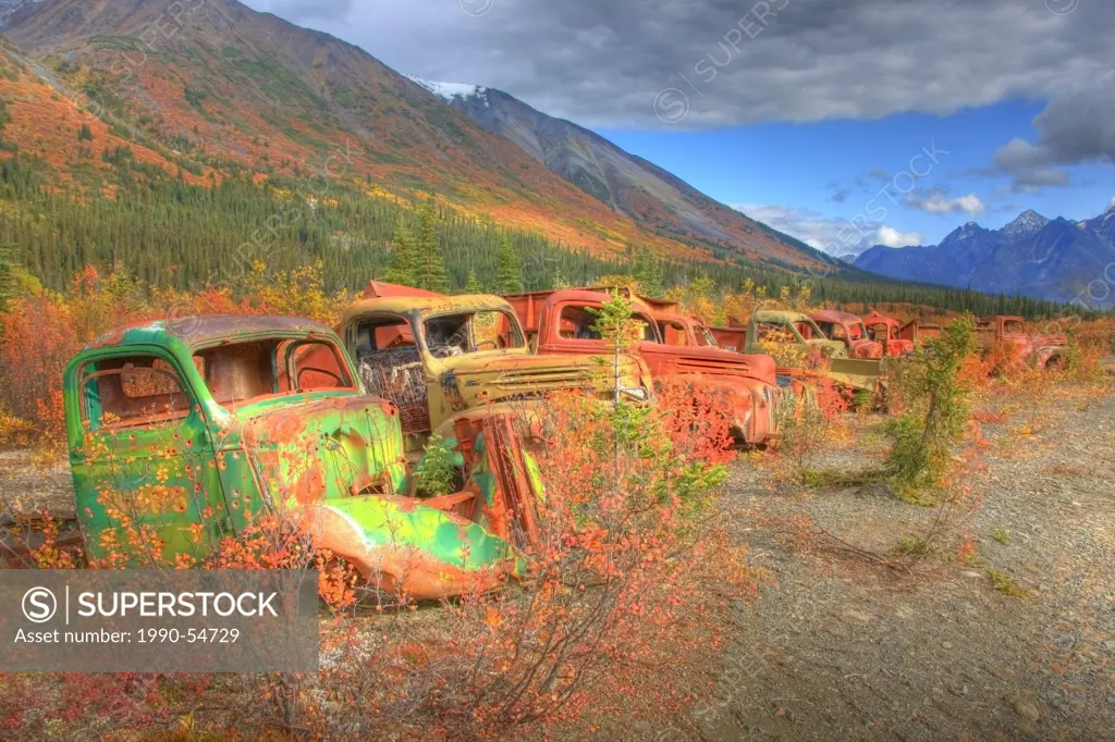 The Army Dump, also known as The Deadlines up the North Canol Road, Yukon. Located near MacMillin Pass.