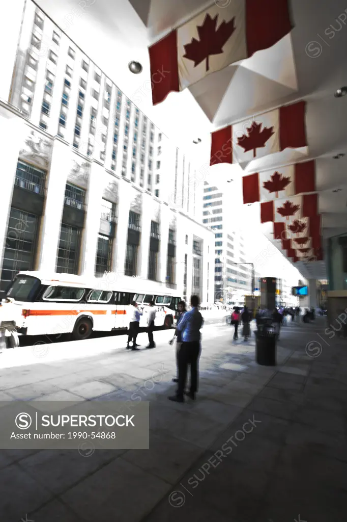 First Canadian Place and Bay Street in financial district of downtown Toronto, Ontario, Canada.